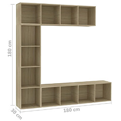 vidaXL Jeu de bibliothèque/meuble TV 3 pcs Chêne sonoma 180x30x180 cm pas cher