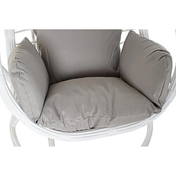 Acheter Pegane Fauteuil de jardin suspendu en rotin synthétique blanc avec coussin gris - Largeur 90 x Hauteur 110 x Profondeur 65 cm