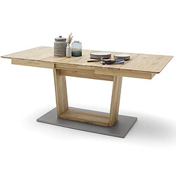 Pegane Table à manger / table repas extensible en chêne sauvage / gris - L.180-225 x H.77 x P.90 cm