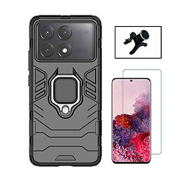 NIS Kit Film Verre Trempé Transparent + Couverture + Support Extra Ferme Xiaomi Poco X6 Pro Noir