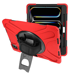 Avizar Coque pour iPad Pro 11 2024 Antichoc avec Poignée Support et Sangle Rouge