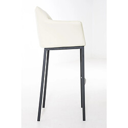 Avis Decoshop26 Tabouret de bar chaise haute de comptoir couture carrées assise en PVC crème 4 pieds stables en métal noir 10_0004685