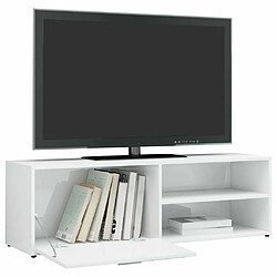 Maison Chic Meuble TV scandinave - Banc TV pour salon Blanc brillant 120x34x37 cm Aggloméré -MN89569 pas cher