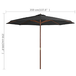 Acheter vidaXL Parasol d'extérieur avec mât en bois 350 cm Anthracite