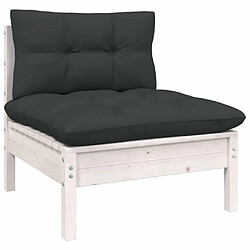 Acheter Maison Chic Salon de jardin 5 pcs avec coussins | Ensemble de Table et chaises | Mobilier d'Extérieur blanc bois de pin solide -GKD38252