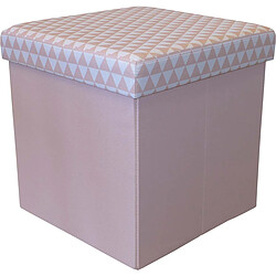 Jardindeco Pouf coffre carré pliable scandinave rose.