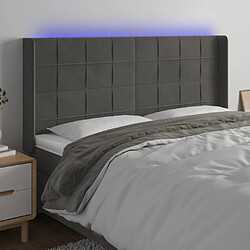 Maison Chic Tête de lit scandinave à LED,meuble de chambre Gris foncé 203x16x118/128 cm Velours -MN76308