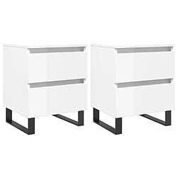 Maison Chic Lot de 2 Tables de chevet,Table de nuit,Table d'appoint pour salon blanc brillant 40x35x50 cm -MN40427