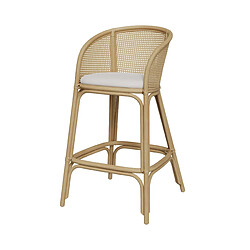 Rendez Vous Deco Chaise de bar Mélana en rotin et tissu crème 72 cm