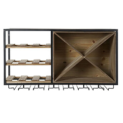 Pegane Meuble de bar en bois de sapin naturel et métal noir - longueur 80 x profondeur 24 x hauteur 44 cm