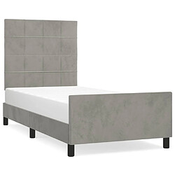 Maison Chic Lit adulte - Cadre Structure de lit avec tête de lit Contemporain Gris clair 90x190 cm Velours -MN52233