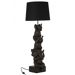 Dansmamaison Lampe 3 Elephants Resine Marron