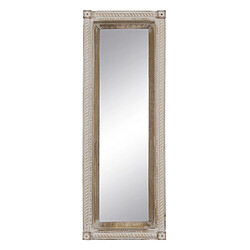 BigBuy Home Miroir mural Blanc Naturel Verre Bois de manguier Bois MDF Vertical 106,6 x 12,7 x 38 cm