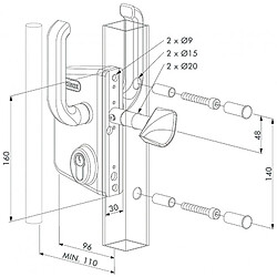 Serrure de portail coulissant gris alu pour tube de 80 mm - LOCINOX