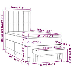 vidaXL Sommier à lattes de lit et matelas Bleu foncé 80x200 cm Velours pas cher