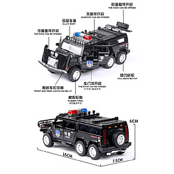 Universal 1: 32 High Simulated Hummer Extended Police Car Model Moulding Toy Car et Sound-Light Alloy Toy Car(Le noir)