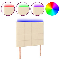 Maison Chic Tête de lit scandinave à LED,meuble de chambre Crème 90x5x118/128 cm Tissu -MN66619