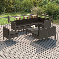 Maison Chic Salon de jardin 9 pcs + coussins - Mobilier/Meubles de jardin - Table et chaises d'extérieur Résine tressée Gris -MN45745