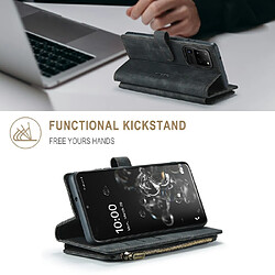 Caseme Etui en PU + TPU anti-rayures, support avec poche zippée, antichoc noir pour votre Samsung Galaxy S20 Ultra