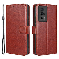 Htdmobiles Housse pour Xiaomi Poco F5 Pro 5G / Redmi K60 / K60 Pro - etui coque pochette portefeuille + film ecran - MARRON