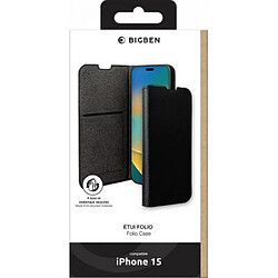 Folio Wallet pour iPhone 15 Pro Noir - 65% Plastique recyclé Certifié GRS Bigben