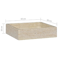 vidaXL Lavabo Crème 40x40x10 cm Marbre pas cher