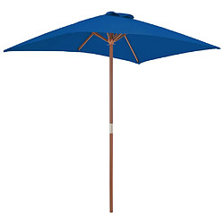 vidaXL Parasol de jardin avec mât en bois bleu 150x200 cm