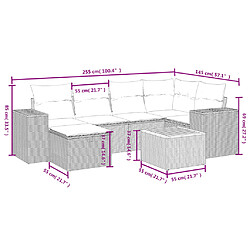 Avis vidaXL Salon de jardin avec coussins 7 pcs gris résine tressée