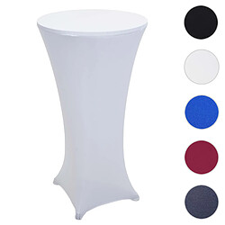 Mendler Set table haute + housse de table haute HWC-J30, pliable et réglable en hauteur Ø 60cm ~ housse blanc