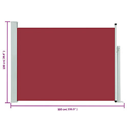 vidaXL Auvent latéral rétractable de patio 100x500 cm Rouge pas cher