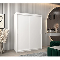 Abiks Meble Armoire Tokyo à portes coulissantes 200/150/62 2 portes (blanc/blanc)