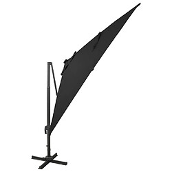 Helloshop26 Parasol meuble de jardin déporté avec mât et lumières led 300 cm noir 02_0008523