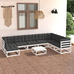 Maison Chic Salon de jardin 9 pcs + coussins - Mobilier/Meubles de jardin - Table et chaises d'extérieur Bois de pin massif -MN59808