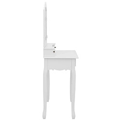 Avis vidaXL Ensemble de coiffeuse avec tabouret Blanc 80x69x141cm Paulownia