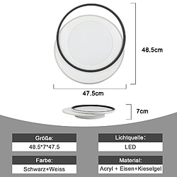 Acheter NETTLIFE Plafonnier LED Noir Blanc Rond 66W Moderne 48,5 cm Dimmable avec Télécommande Lampe de Salon pour Chambre Cuisine Couloir