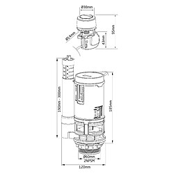 Acheter Somatherm For You Mécanisme à câble pour WC double chasse 3/6 litres - Bouton poussoir chromé