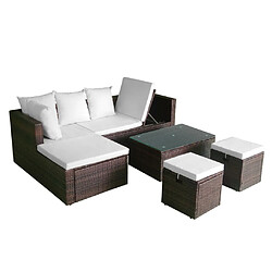 Avis vidaXL Salon de jardin 4 pcs avec coussins Résine tressée Marron