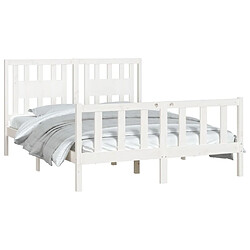 Avis Maison Chic Lit adulte - Cadre Structure de lit avec tête de lit Contemporain blanc bois pin massif 140x200 cm -MN53184