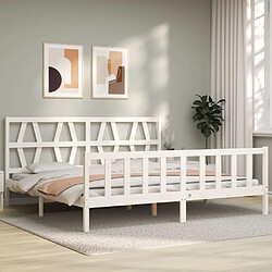 Avis Maison Chic Lit adulte - Cadre Structure de lit avec tête de lit Contemporain blanc 200x200 cm bois massif -MN14037