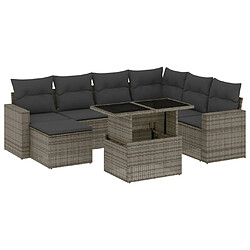 vidaXL Salon de jardin 8 pcs avec coussins gris résine tressée