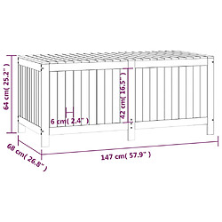 vidaXL Boîte de rangement de jardin 147x68x64 cm Bois massif de pin pas cher