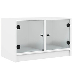 vidaXL Meuble TV avec portes en verre blanc 68x37x42 cm