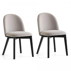 Inside 75 Lot de 2 Chaises rembourré TUKA structure bois foncé tissu gris sable