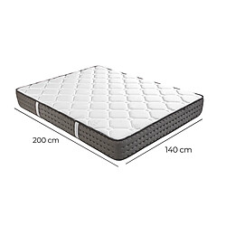 Visiodirect Ensemble Matelas CASTO 140x200 cm, en mousse haute densité, ferme, face été/hiver + sommier blanc épaisseur 13cm