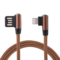 Wewoo Câble café pour iPhone X / 8 et 8 Plus / 7 7 Plus / 6 6 6 Plus 6 Plus / 5 5S & SE 5C / iPad 1m 2.4A Sortie USB à Lightning 8 broches Double Coude Conception Nylon Weave Style Data Sync de Charge 