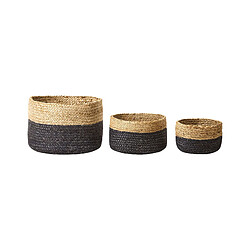 Beliani Lot de 3 paniers en jute naturel et noir JABAR