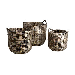 Aubry Gaspard Cache-pots ronds en jonc (lot de 3).