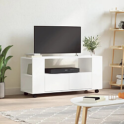 vidaXL Meuble TV blanc 102x34,5x43 cm bois d'ingénierie