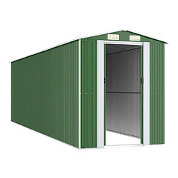 Helloshop26 Abri de jardin cabane cabanon maison de stockage remise extérieur hangar outils robuste 192 x 689 x 223 cm acier galvanisé vert 02_0022367