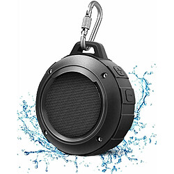 Chrono Haut-parleur Bluetooth portable, haut-parleur de douche étanche LENRUE IPX5 avec stéréo haute définition, 8 heures de temps de jeu, microphone intégré, ventouse, haut-parleur sans fil pour sports de plein air, randonnée, camping, plage, piscine(Noir)